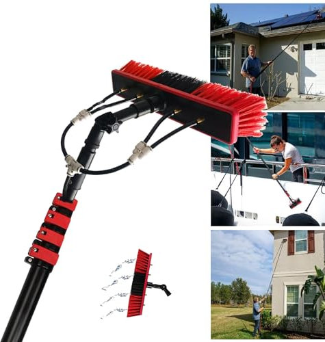 Dnowegas Teleskopstange wasserführend, mit 35cm Bürste, teleskopstange fensterreinigung Photovoltaikreinigung Solarreinigung Fassadenreinigung Fensterreinigung Wintergartenreinigung,20FT/6M