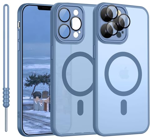 YUANDMI für iPhone 13 Pro Max Hülle, Handyhülle für iPhone 13 Pro Max Magnetisch Dünn Matte Touch Kameraschutz, Anti-Gelb rutschfest Kratzfest Schutz Hülle Blau