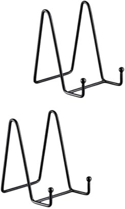 FUZVOL 4 Inch Plate Stand, Metal Iron Display Stand for Artwork, Decorative Dish, Photo and Book (2 Pack)
