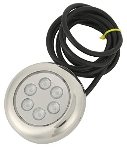 Locadence Luz Subacuática Marina, 3.5 Pulgadas Luz Subacuática 12 V 24 V ml 6 LED Lámpara de Cristal Cuentas Redondas Luces Subacuáticas para Yate Barco Marino (Luz azul)