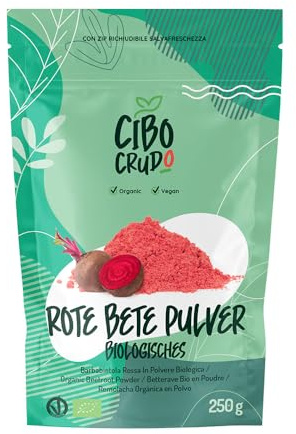 Rote Beete Pulver Bio - 250g. Rote Bete Pulver Getrocknet. Roh oder Gekocht zu Verwenden. Lebensmittelfarbe rot Pulver Natürlich und Rein für Smoothies und Säfte. Beetroot Powder.