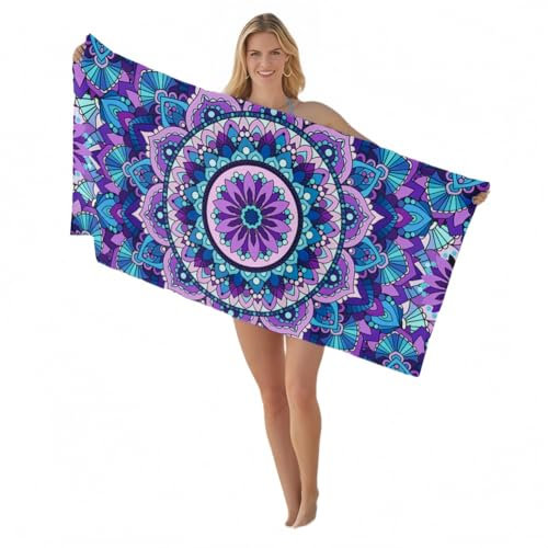 CAIRF Microfaser Handtücher Mandala Strandtuch，Sommer Strandtücher ，Schnelltrocknendes Strandlaken，Bunt Badetuch,Reisehandtuch，Schwimmhandtücher，Hawaii Strandtuch