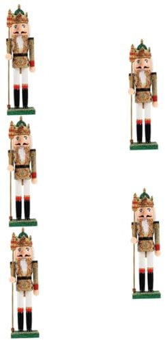 PRETYZOOM 5 Piezas Cascanueces de Navidad Artificial Cosa Decoraciones árbol Joyas - Decoración de Madera Cascanueces de Madera Festival decoración Golden