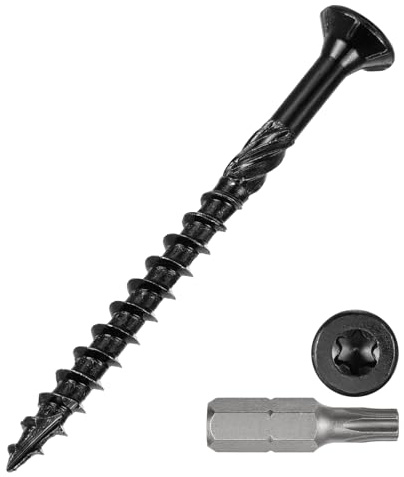 METALLIXITY 50Pcs #10x2-1/2 Deck Screws Kit Wood Screw CS Black | Decking Screws Epoxy Coated with T25 Torx Drive Head for Wood Fence,Table,Chairs