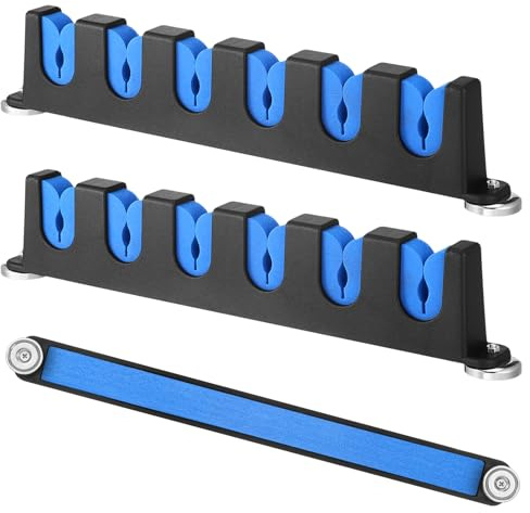 Seenelling 2 Pcs Magnetic Fishing Rod Holders for Truck Bed, 6 Rods, Blue | Vertical Fishing Pole Rack for Car Boat Wall Garage, Magnetic Base Secures to Metal Surfaces, Space Saving Organizer