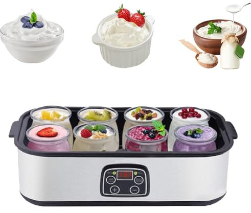 UEGFSIJRF Yogurtiera Automatica da 1400 ml con Display LCD, Temperatura Regolabile e vasetti con 8 coperchi, Ideale for Brunch del fine Settimana e spuntini veloci