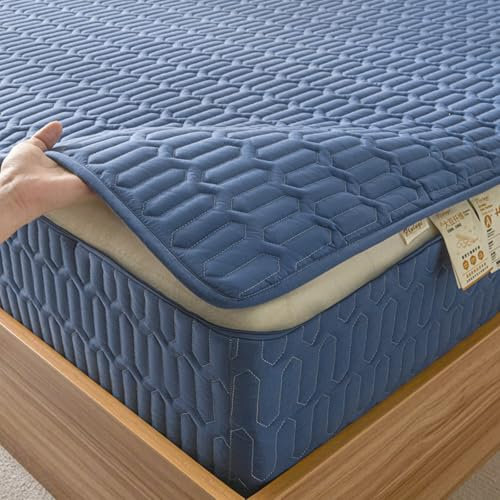 Fodera Materasso Matrimoniale con Cerniera 70/140X190 Coprimaterasso Singolo con Zip Sfoderabile Rivestimento Proteggi Sacco Materasso Topper Trapuntato Lenzuolo Imbottito Protettore(90X190+32cm,B)