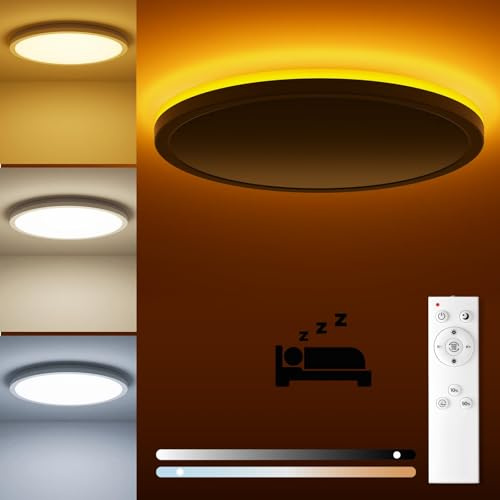 Matane LED Ceiling Light Dimmable 18W, Ceiling Lamp with Remote Control Timeable, 2000K Night Light Warm, Panel 3000K-6500K for Bedroom Kid's Room, Living Room, Hallway, Kitchen Round White 8.7 Inch