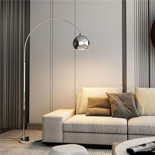 Lámparas de pie de arco negro para sala de estar - Lámpara de pie arqueada regulable con bombilla de 12 W (2700-6000 K) incluida, lámpara de pie de arco moderna, lámpara alta industrial para leer en e