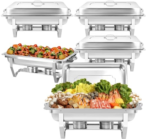 PRIJESSE 5 Pack 8 QT Chafing Dish for Buffet, Stainless Steel Chafing Dish Buffet Sets, Stackable Design Food Warmers for Parties, Weddings, Home, Christmas Buffets