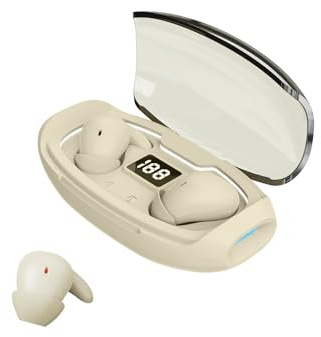 Mini in Ear Kopfhörer Bluetooth Kabellos Klein zum Schlafen Seitenschläfer Wireless Sleep Earbuds Schlaf ANC Kopfhörer Unsichtbar mit Noise Cancelling Headphones Ohrhörer für Kleine Ohren (Beige)