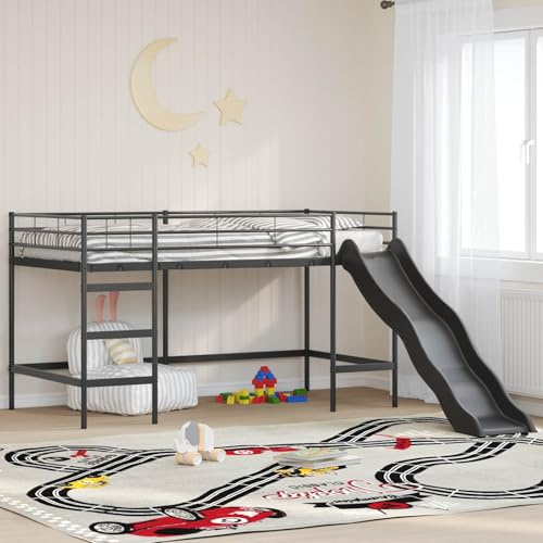 Sophrelle Letto Loft per Bambini con Scivolo Nero e Antracite Nero,42020779