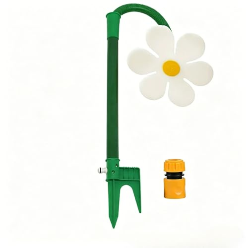 2026 Crazy Daisy Sprinkler 360 ° drehbarer tanzender Blumen-Wassersprinkler für Rasen & Garten, lustiges Bewässerungswerkzeug für Hof, Haustiere und Wasserspiele im Freien (weiß)