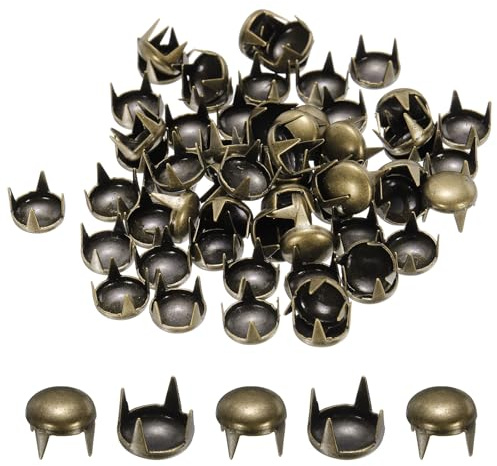QUARKZMAN 85 Pezzi Rivetti A Cupola Tonda 7mm Rame 4 Artigli Chiodo Bronzo | Metallico, Punte Punk Rock, Per Artigianato In Pelle Abbigliamento Cintura Borsa Scarpe Bracciale Accessori