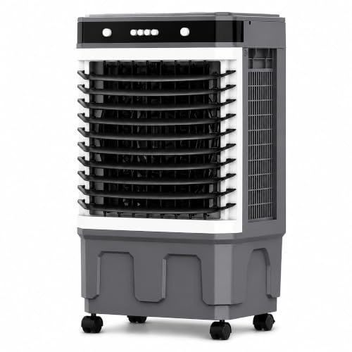Raffreddatore evaporativo portatile, climatizzatore mobile senza tubo scarico, ventilatore rinfrescante silenzioso con confezioni ghiaccio per ambienti domestici e com Remote-controlledversion 51.2in