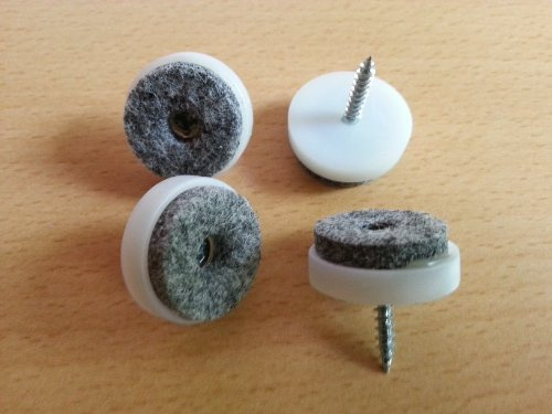 100 Stück Filz-Möbelgleiter aus Kunststoff Ø 24 mm mit Schraube G002