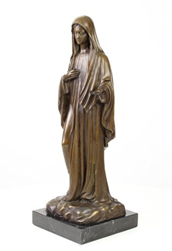 Decoratie Bronsfigur skulptur motiv: Madonna på marmorbas brons höjd 58,1 cm
