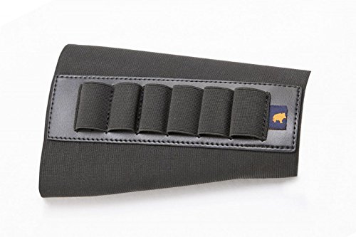 AKAH GmbH Schaft Patronenetui schwarz für 6 Schrotpatronen Flinte elastisch oranger Keiler