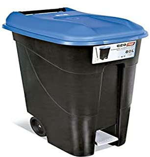Tayg 433023 - Tayg - Contenedor de residuos con Pedal, Base Negra y Tapa Azul, 80 litros