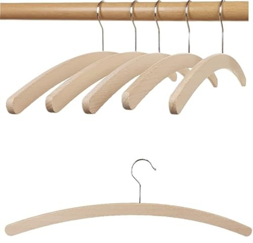 Hagspiel Kleiderbügel aus Buchenholz, Einzelbügel, roh, 42 cm lang, sehr platzsparend, umweltfreundlich, hergestellt in der EU 10 Stück Rohstandard
