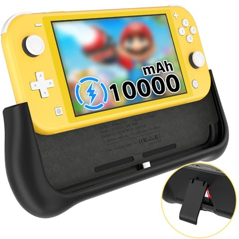 NEWDERY External Battery Station for Nintendo Switch Lite, 10400mAh Backup Portable Charger Case Support PD Quick Charging 2 Extra Game Card Slots Adjustable Kickstand for Switch Lite Battery Pack