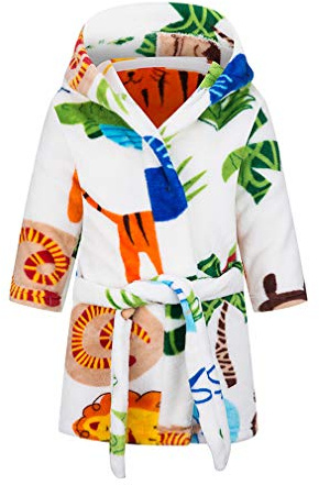 DELEY Peignoir Enfants Pyjamas à Capuche, Zoo, 2-3 Ans