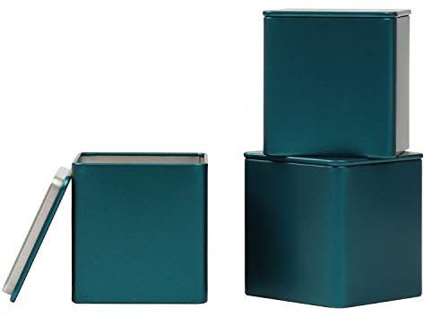 Tianhui Square Tin Can Empty Cube Steel Box Storage Container kit 65mm Series for Treats, Gifts, Favors, Loose Tea, Coffee and Crafts, Emerald Green, 3S