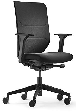 TREND OFFICE to-sync Comfort pro, ergonomischer Bürostuhl, mit Armlehnen, modernes Design, Homeoffice, umweltzertifiziert, by Dauphin (Black, Textil-Rückenlehne) | by Dauphin, 4D-Armlehnen, Lordosenstütze, rückenschonender Schreibtischstuhl, Synchron-Mechanik, umweltzertifiziert