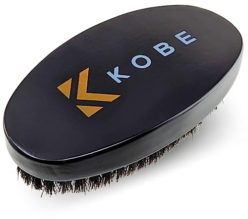 Kobe Gable Palmborste 100 % naturlig vildsvinsborst hårborste/skäggborste – militär hårborste – fungerar bra med skäggoljor – mörkt trä