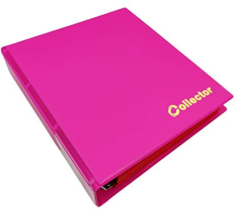 COLLECTOR Münz-Sammelalbum mit Etui für 221 Verschiedene Münzen-Größen, von großen bis Kleinen Münzen - mit Seiten und Roten Trennblättern + Index - Pastellrosa Münzalbum