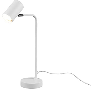 meineWunschleuchte Schreib-Tischlampe Spot schwenkbar Weiß matt | Höhe 45cm, mit GU10 LED, stufenweise dimmbar, moderne Tischleuchte für Arbeitszimmer, Büro, Wohn- und Schlafzimmer