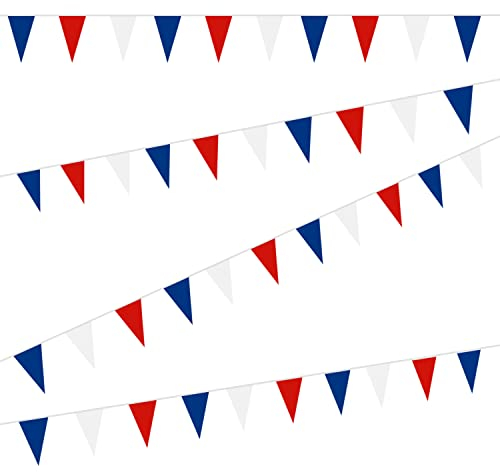 1 bandierina da 18 m, 50 bandiere tricolore, striscione decorativo triangolare colorato, ghirlanda per celebrazioni del giubileo di platino britannico, per celebrazioni, feste, festival, eventi di