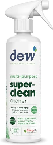 Dew Superclean Fragrance Free 500ml: Refillable Eco Friendly Antibacterial Kitchen Spray | All Purpose Rinse Free Cleaner Ideal For Multi Surfaces including Worktops to Carpet