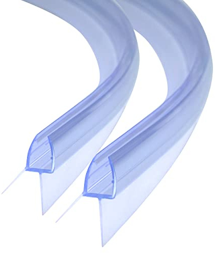 DOPPOSO Lot de 2 joints de douche incurvés, 90 cm, de rechange, pour verre de 5 à 6 mm d'épaisseur, pré-courbés, protection contre les éclaboussures, pour baignoire et douche ronde, douche quart de