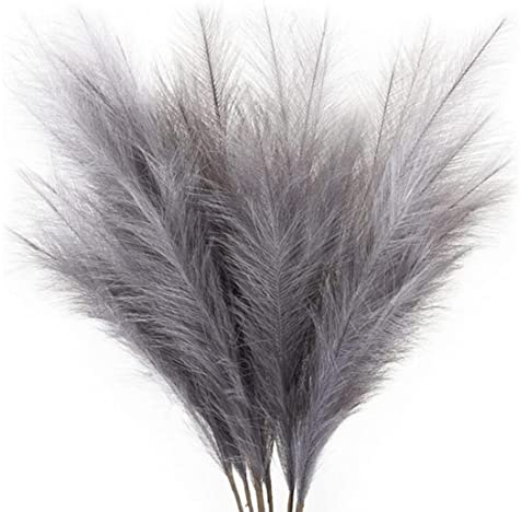 6pcs fausse pampas herbe grande roseau de pampas roseau décor de pampas artificiel pampas, fausse herbe, décoration de chambre, gris foncé 45 cm