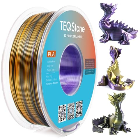 TEQStone Silk PLA Filament 1,75mm Tri Color Gold/Lila/Schwarz 1KG Spule Seideneffekt 3D Drucker Filament Dreifarbig