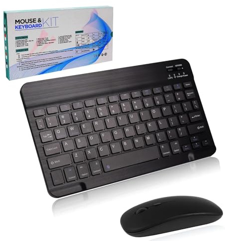 Bluetooth Tastatur Kabellos, Maus Tastatur Sets,Funktastatur Mit Maus Mini Tastatur Ultra-Dünn Wireless Tastatur Maus Set für iPad,Mac, PC, Laptop, Tablet,Surface,Phone,Computer,QWERTY