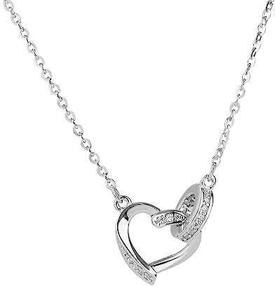 Halskette Anhänger Liebe Doppelring Schnalle Halskette Frauen Exquisites Design Ring Pullover Kette Licht Luxus Gefühl Ins Trendige Halskette Hochzeitsschmuck Geburtstagsgeschenke für Frauen Männer
