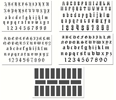 ORLOVA Fake Tattoos, temporäre Tattoos, 5 Blatt Alphabet Temporäre Tattoo Aufkleber Gothic Englische Buchstaben Fake Tattoo DIY Name Tattoo Kit, schwarz, S