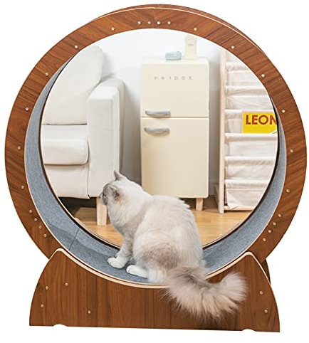 Katzenlaufrad Indoor-Katzenübungsrad Laufband, braunes Katzenlaufrad für kleine/mittlere/große Katzen, Katzenriesenrad Anti-Klemm-Haustierkatzenspielzeug (Größe: 90 cm/35,4 Zoll)