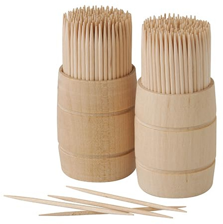 10 Zahnstocher Spender aus Holz 4.000 Stück, Holz pure rund 6,8 cm