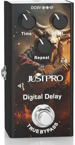 JUSTPRO Pedal de guitarra de retardo, pedal de efecto de guitarra eléctrica de retardo digital, tipo único, CC 9 V, True Bypass