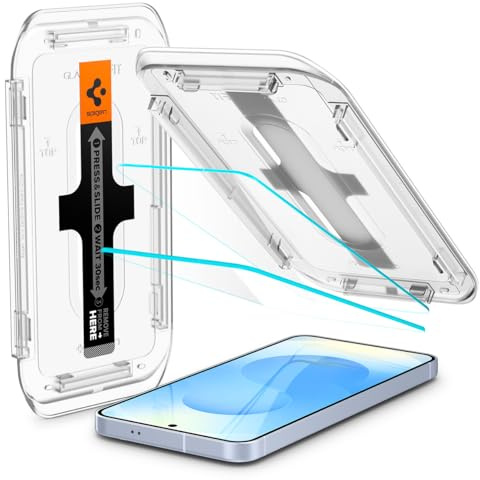 Spigen Glas.tR EZ Fit Skärmskydd kompatibel med Samsung Galaxy S25, Galaxy S24, 2 Stycken, med Sjabloon voor Installatiem, Case friendly, 9H härdat glas
