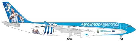 herpa Modellflugzeug Aerolíneas Argentinas Airbus A330-200 - LV-FVH, Miniatur im Maßstab 1:500, Sammlerstück, Modell ohne Standfuß, Metall, Weiß, Blau