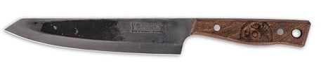 Petromax Kochmesser 20 cm - Solingen Küchenmesser aus Walnussholz | Handgefertigtes Outdoormesser mit 2 mm scharfer Klinge, handgeschliffen und handgehärtet, Unikat mit Oxidschicht