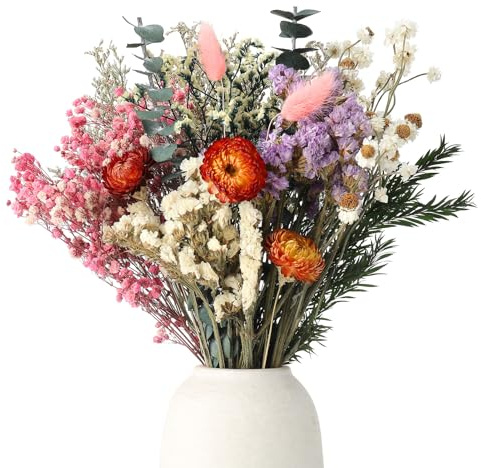 Vyuwast 30 Stück Trockenblumen Set, Farbe Boho Deko | Farbe Trockenblumen im Boho-Stil, Set aus getrockneten Blumen. Perfekt für Vasen, Wohnzimmer, Hochzeit und Tischdeko
