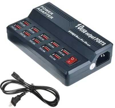 MaxLax - USB Charging Station, 10 Ports 60W, Multi USB Charging Station, Multi-Port USB Charger for Smartphones, Tablets and Many USB Devices