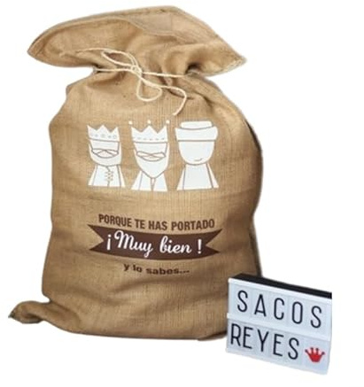 Genérico Saco de Yute para Regalos de Reyes Magos, Navidad, 80x50 cm