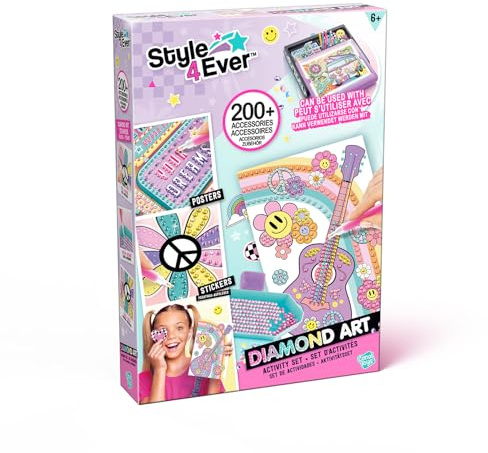 Canal Toys Diamant'Art Refill Kit med 200+ tillbehör och 1 000+ strass - kompatibelt med Diamond Art LED-fodral - inkluderar penna, tegel, affischer och förvaringsburkar