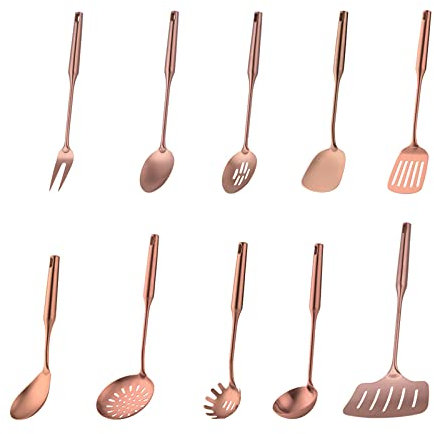Espátulas y cucharas de cocina, juego de cucharas, juego de utensilios de cocina, utensilios de cocina de acero inoxidable, oro rosa, utensilios de cocina, utensilios de cocina funcionales